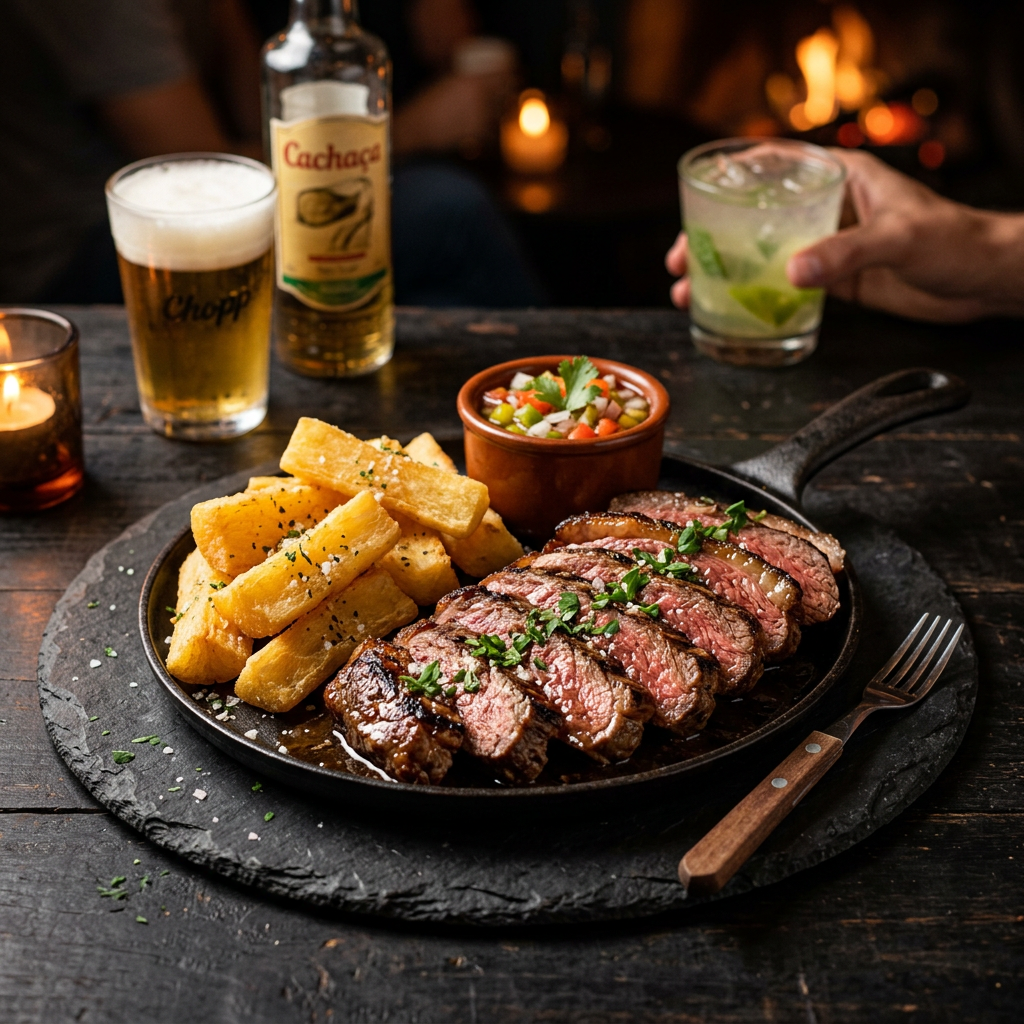 Picanha na Chapa com Mandioca
